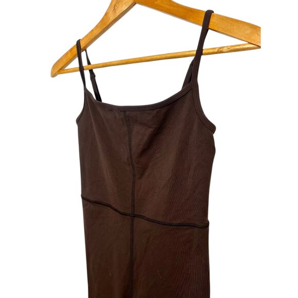 Wilfred Free Aritzia Brown Divinity Romper Bodysuit – Spaghetti Strap Unitard On - Picture 5 of 10